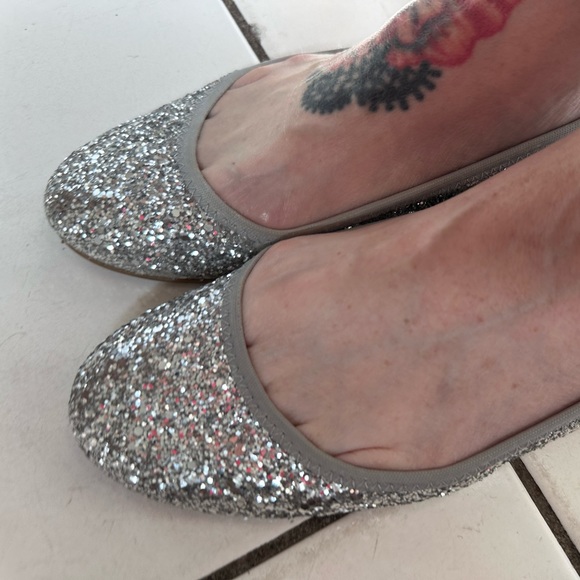 J Crew Silver Glitter Lula Ballet Flats Womens 7.5 Shoes - Picture 7 of 8